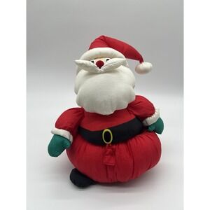 Vintage Santa Puffy Parachute Cloth Christmas Santa Trinket Storage Box 13" Tall